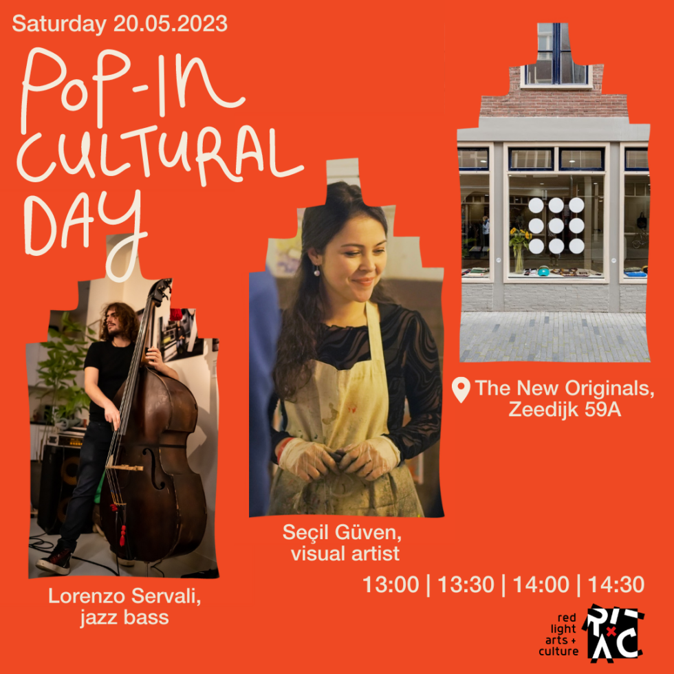 Pop-In Cultural Day event featuring jazz bass, visual artist Seçil Güven, and The New Originals venue.